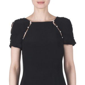 Black Short Sleeve Dress with Pearl Detail size 8